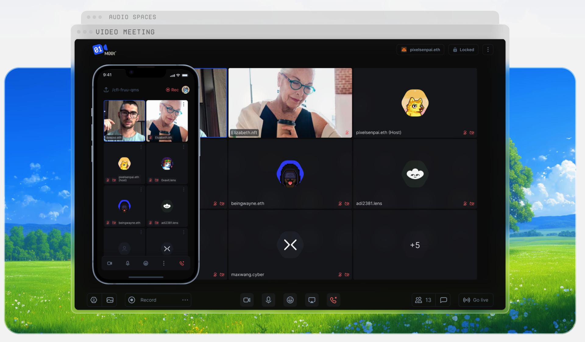 Screenshot 1 of Huddle01 showing the application interface