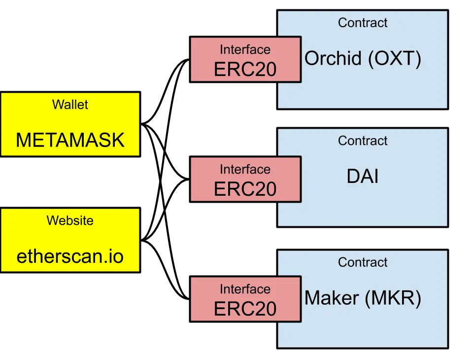 Ilustrare a interfeței ERC-20