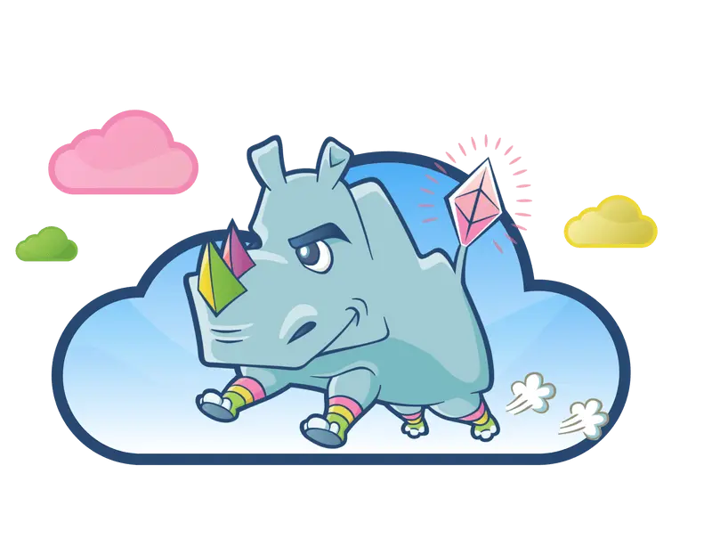 Leslie, el rinoceronte, flotando en las nubes.