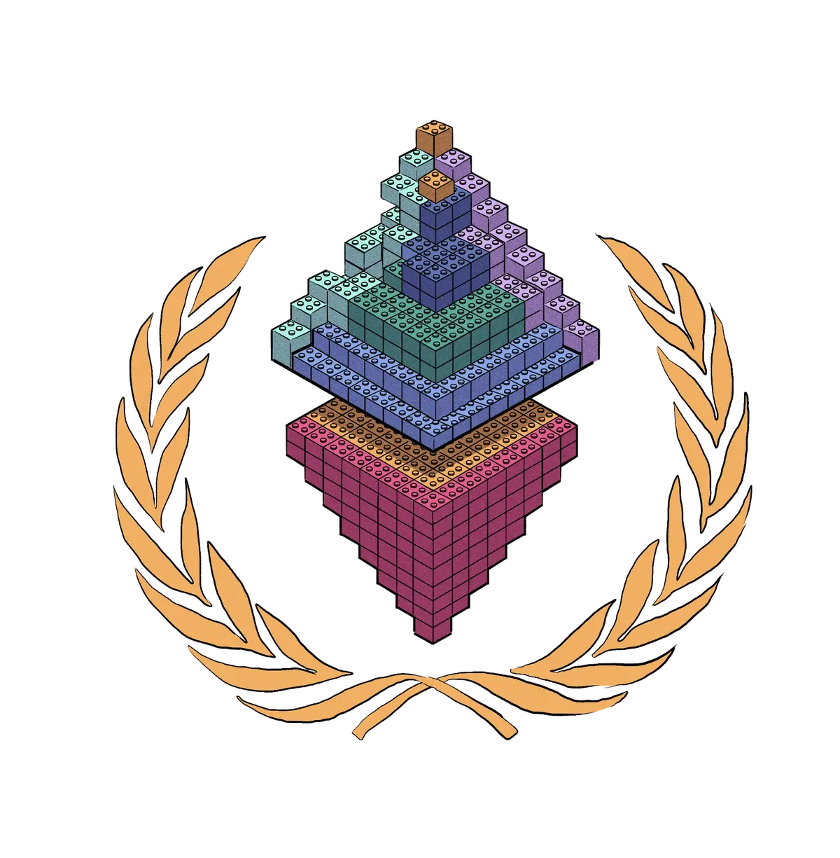 Sigla Ethereum, alcătuită din blocuri lego.