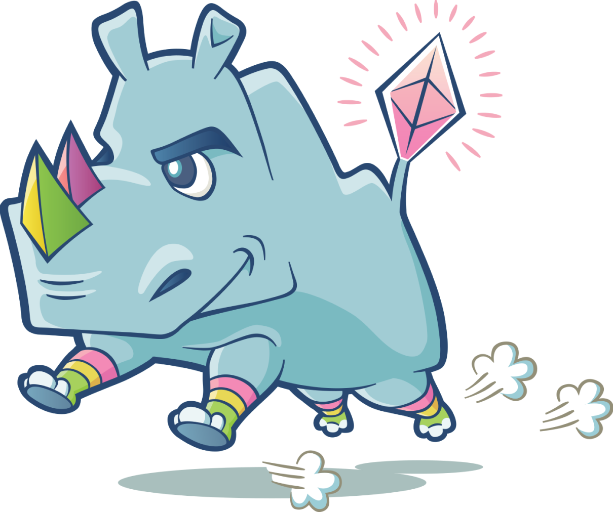 Image de la mascotte Rhino pour la plateforme de lancement de la mise en jeu.