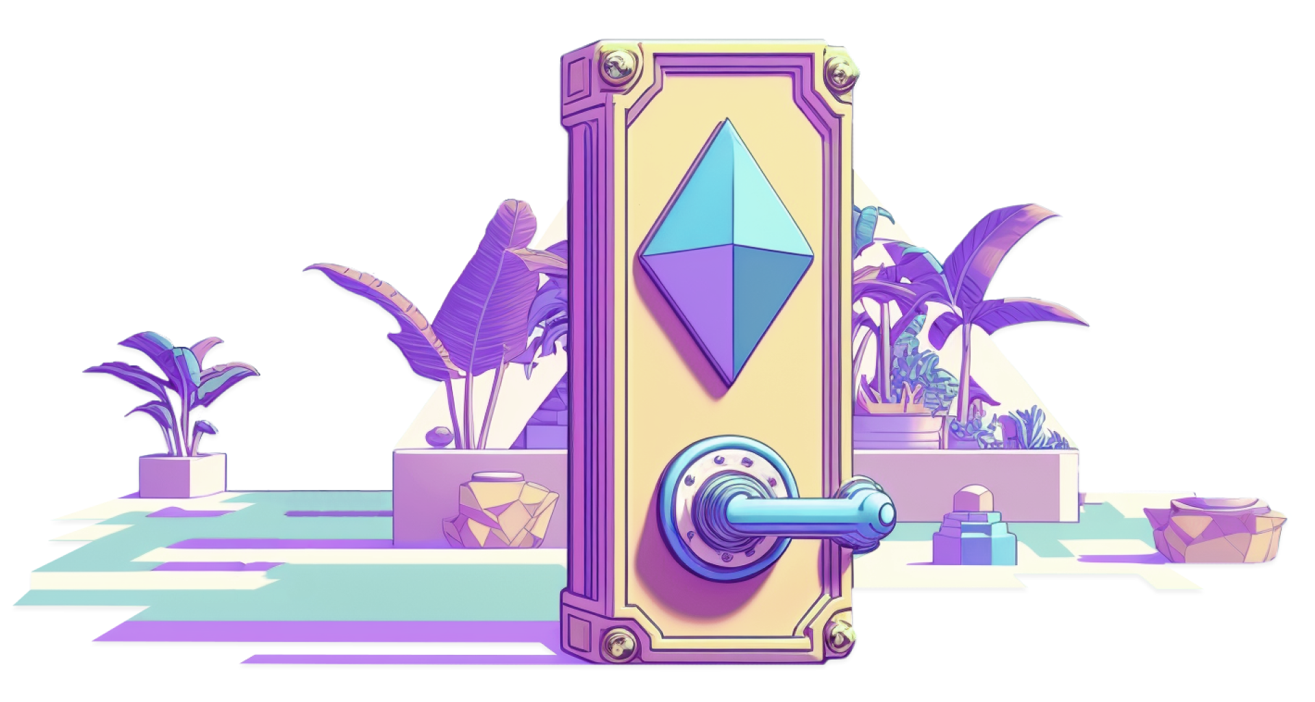Illustration of a robot with a vault for a body, representing an Ethereum wallet