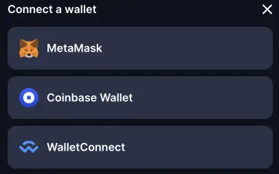 Selecting from a list of wallets to connect with
