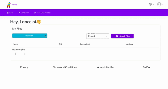 Cara mengunggah gambar Anda ke Pinata